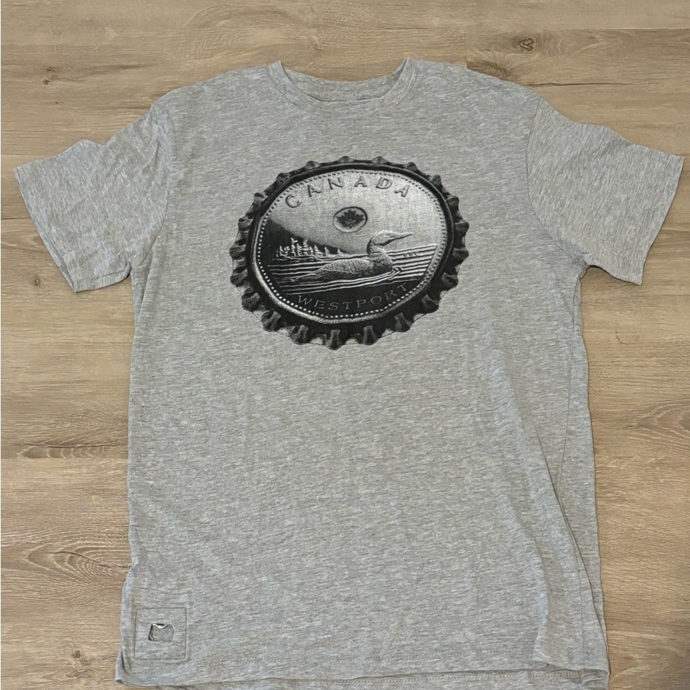 Gray Brew City Loonie Graphic T-Shirt with Beer Bottle Opener